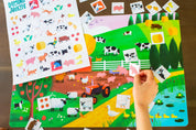 On the Farm Placemat, Farm Animal Placemats, Children's Placemat, Educational Tool for Kids at Mealtime, Farm placemats, Kindergartner-friendly activity mat with farm theme, Placemat designed for 2-year-olds with fun farm imagery, Toddlers playing and learning on farm-themed placemat, Engaging and educational farm-themed placemat for 3-year-olds, Placemat with fun farm activities for preschoolers, Engaging and entertaining placemat activities for young kids with farm animals