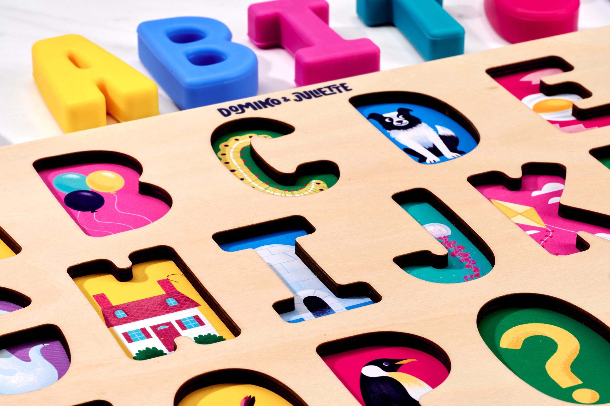 ABC Find Fit Puzzle Wooden Alphabet Puzzle Board Domino Juliette